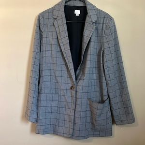 Grey and black plaid Oversized blazer